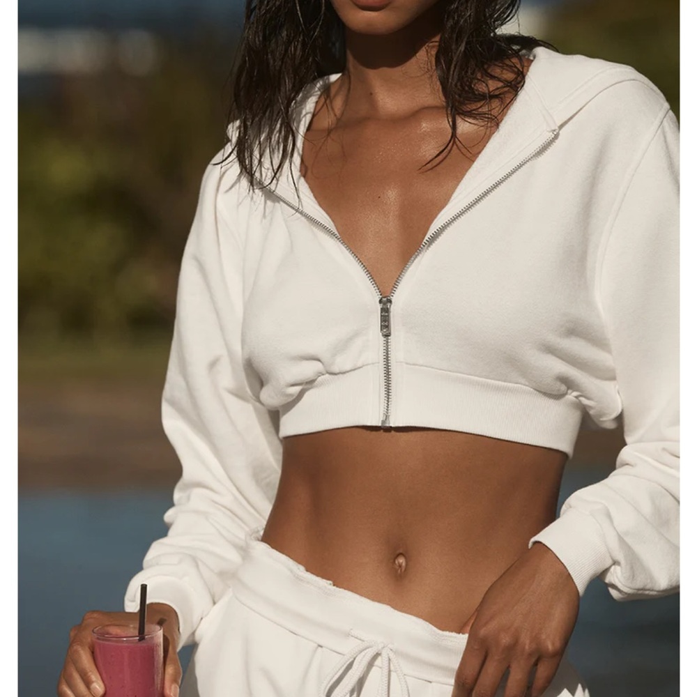 Alo Yoga Sweet Escape Zip Up Hoodie, Ivory